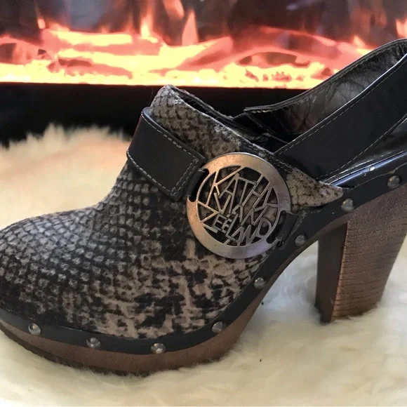 Like New! KATHY VAN ZEELAND Elsie Slingback Clogs, Snakeskin, Size 7.5 - Picture 4 of 9